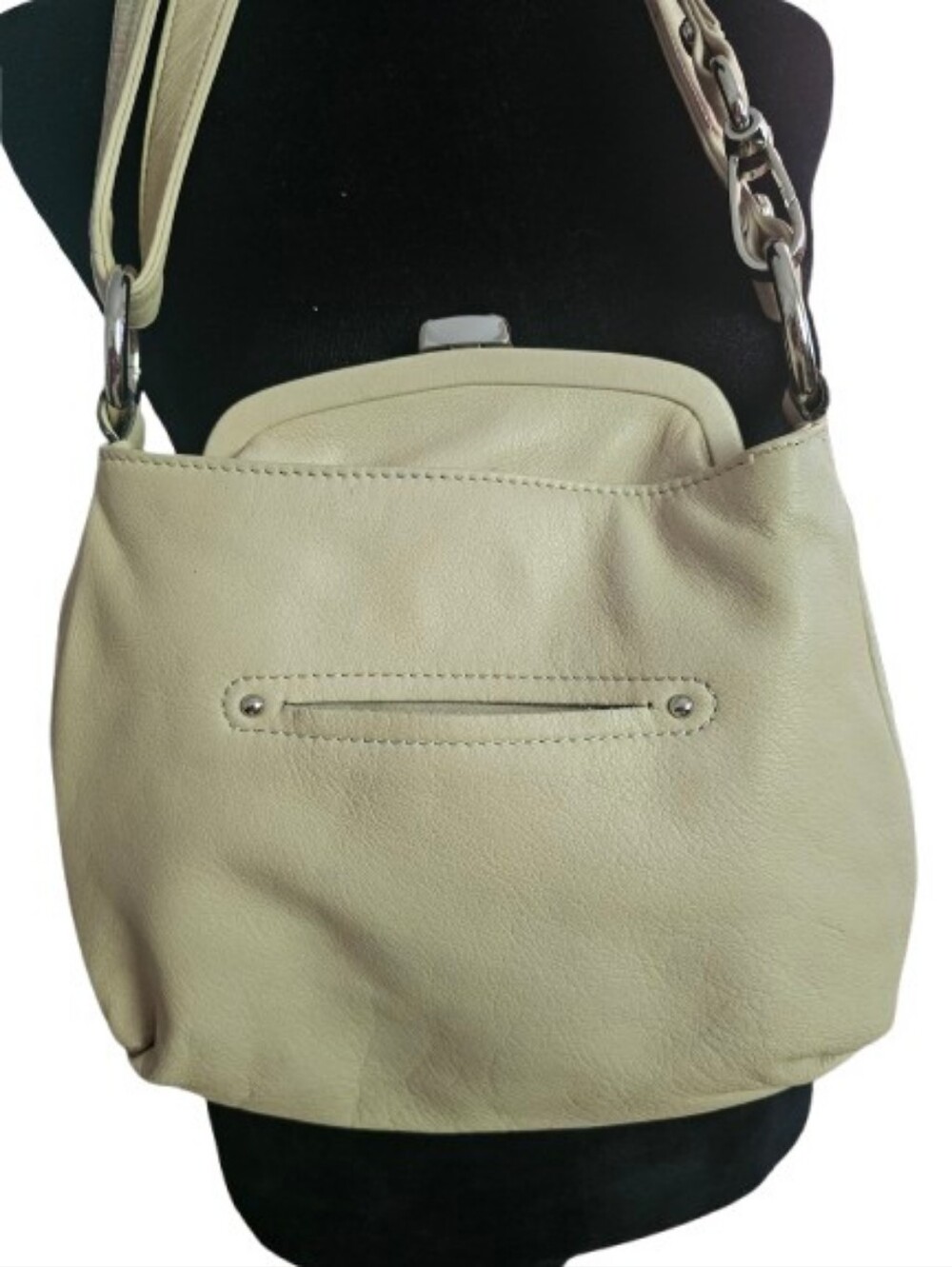 B. McKowsky Cream Drawstring Bucket Shoulder Bag - Picture 2 of 12